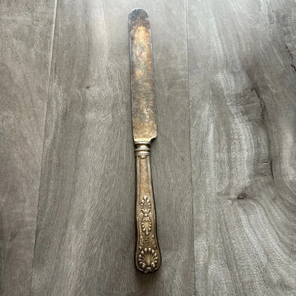 Vintage U.S. CAGS Sterling Silver Pleated Handled Butter Spreader Knife